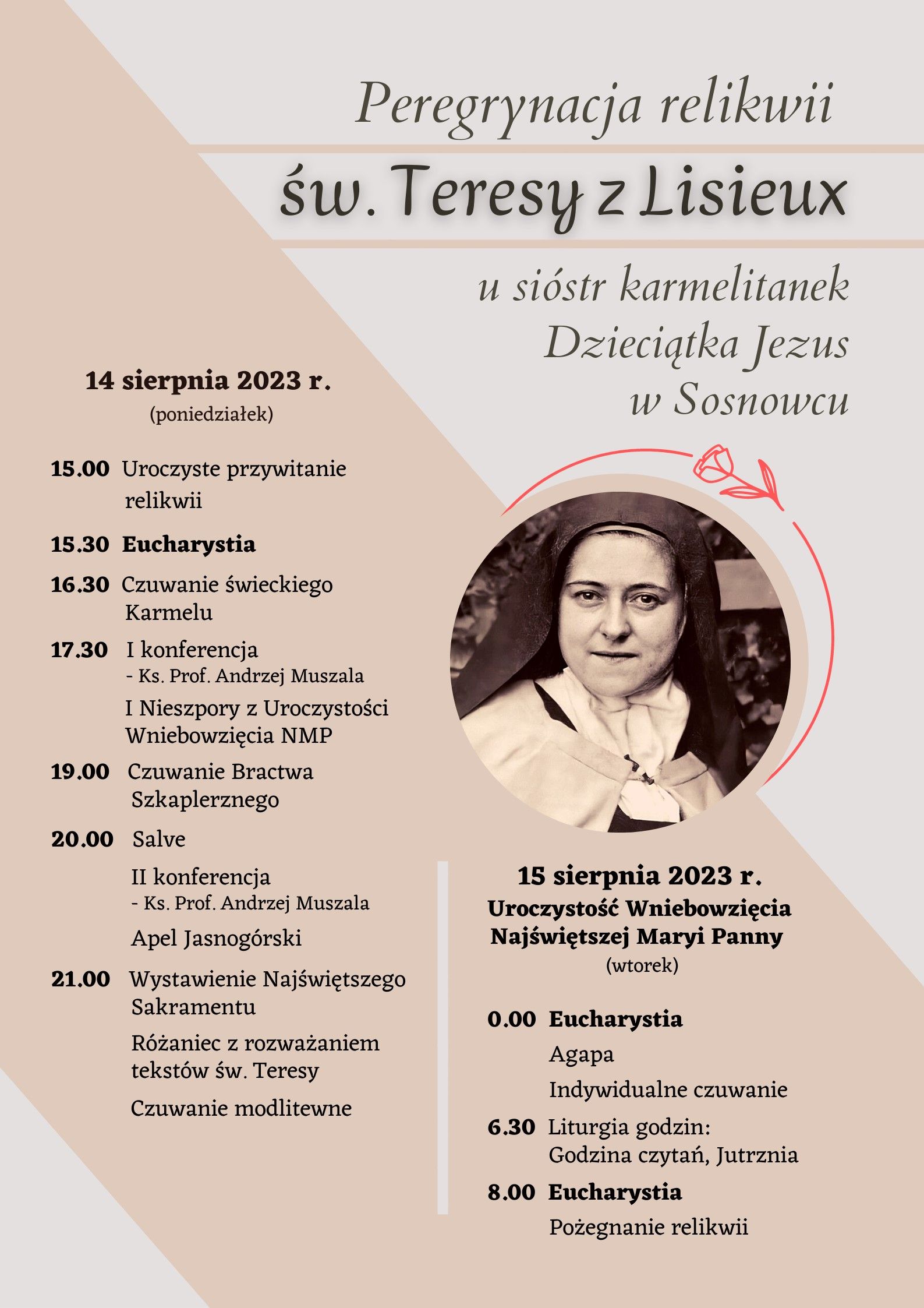 Zaproszenie na spotkanie ze św. Teresą z Lisieux
